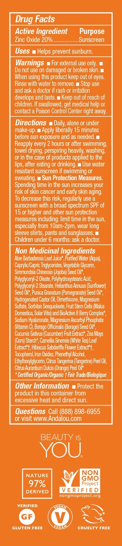 Andalou Naturals Vitamin C BB Beauty Balm Sheer Tint SPF 30 Ounce, 2 Fl Oz Vitamin C - Brightening