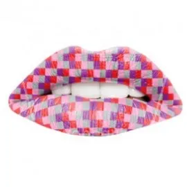 Coloured Checkered Temporary Lip Tattoo