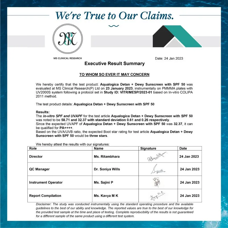 Detan  Dewy Sunscreen with SPF 50  & PA     for UVA/B & Blue Light Protection & No White Cast - 50g