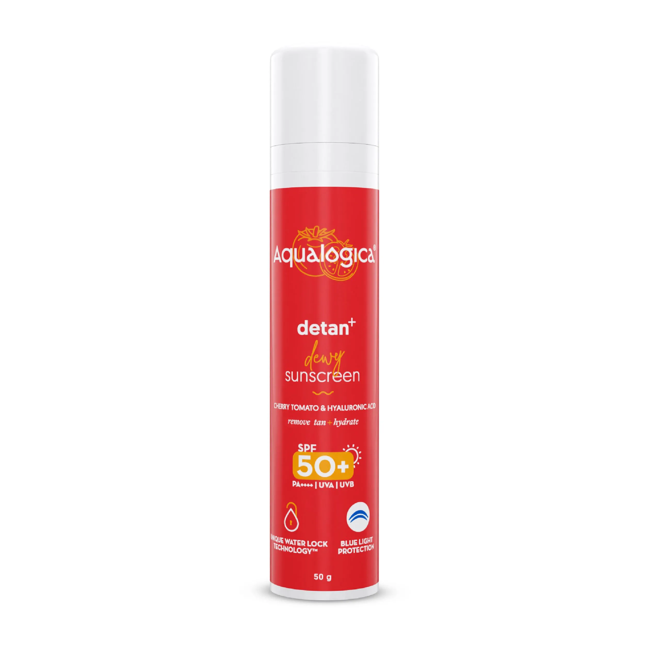 Detan  Dewy Sunscreen with SPF 50  & PA     for UVA/B & Blue Light Protection & No White Cast - 50g