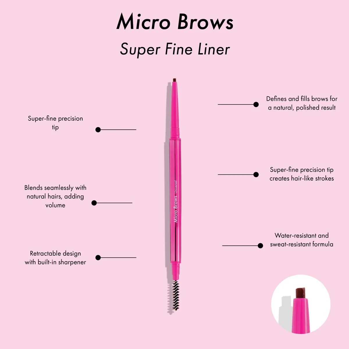 ModelCo Micro Super Fine Brown Eyebrow Pencil - Universal  for Women