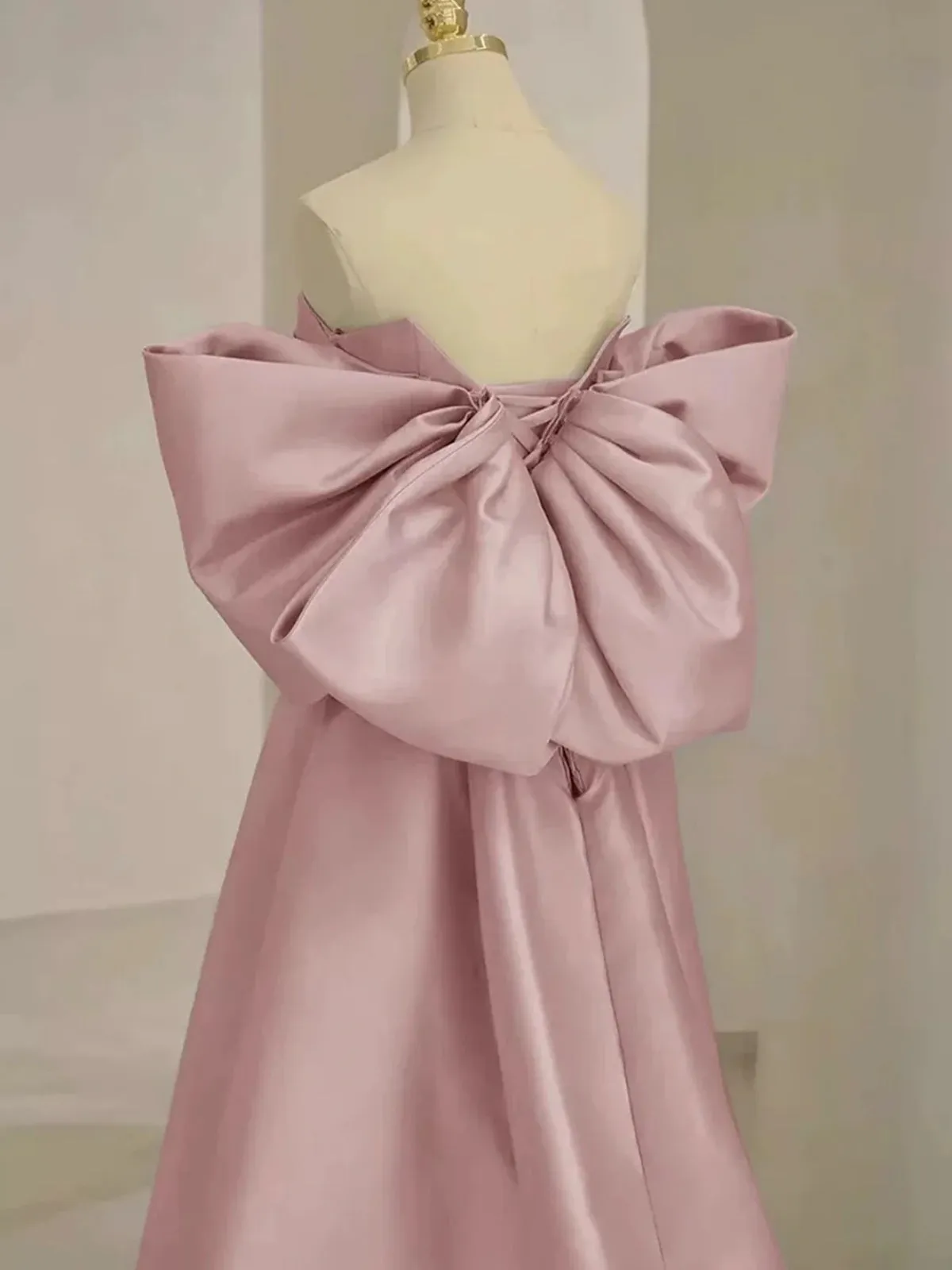Off the Shoulder Pink Satin Long Prom Dresses, Pink Off Shoulder Formal Graduation Dresses