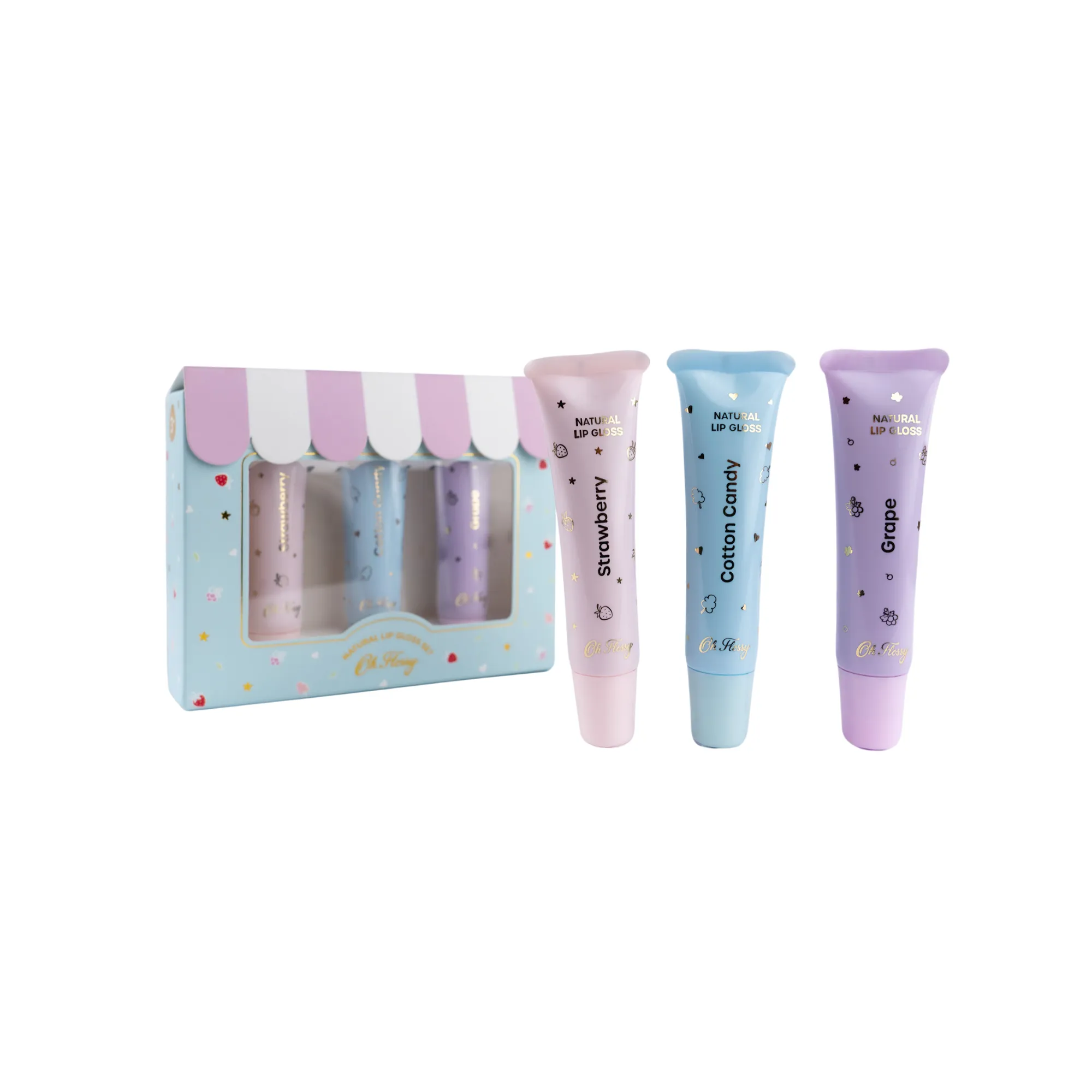 Oh Flossy Natural Lip Gloss Set (set of 3)