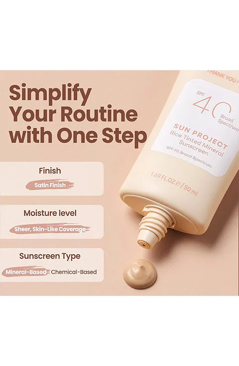 [THANK YOU FARMER] Sun Project Rice Tinted Mineral Sunscreen SPF40 (50Ml/1.69fl.oz)